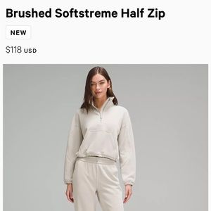 Brand new lululemon Brushed Softstreme Half Zip